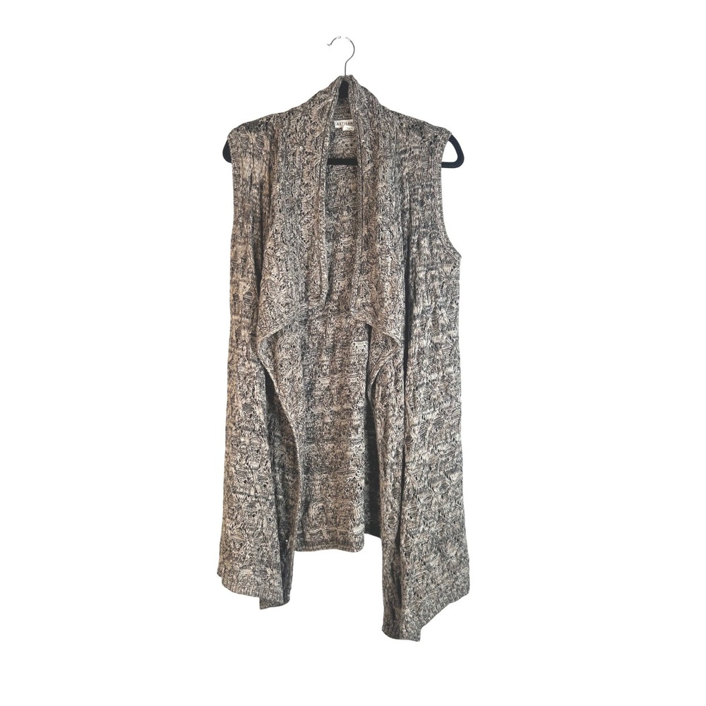 Artisan NY Women's Brown Marled Knit Draped Open Front Longline Vest Size Small